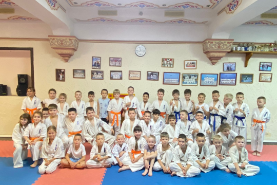 Дружная команда каратистов 6-9 лет